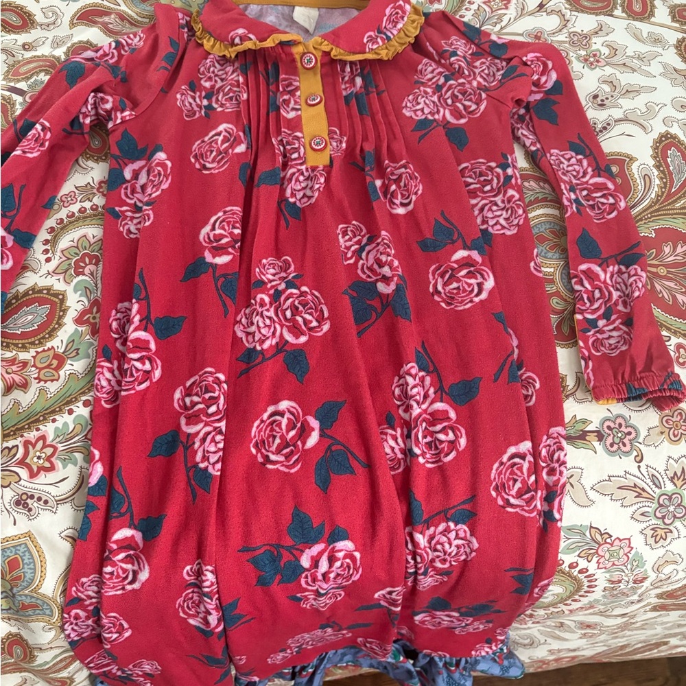 Matilda Jane Pink Floral Nightgown with Yellow and Blue Accents - Size 10